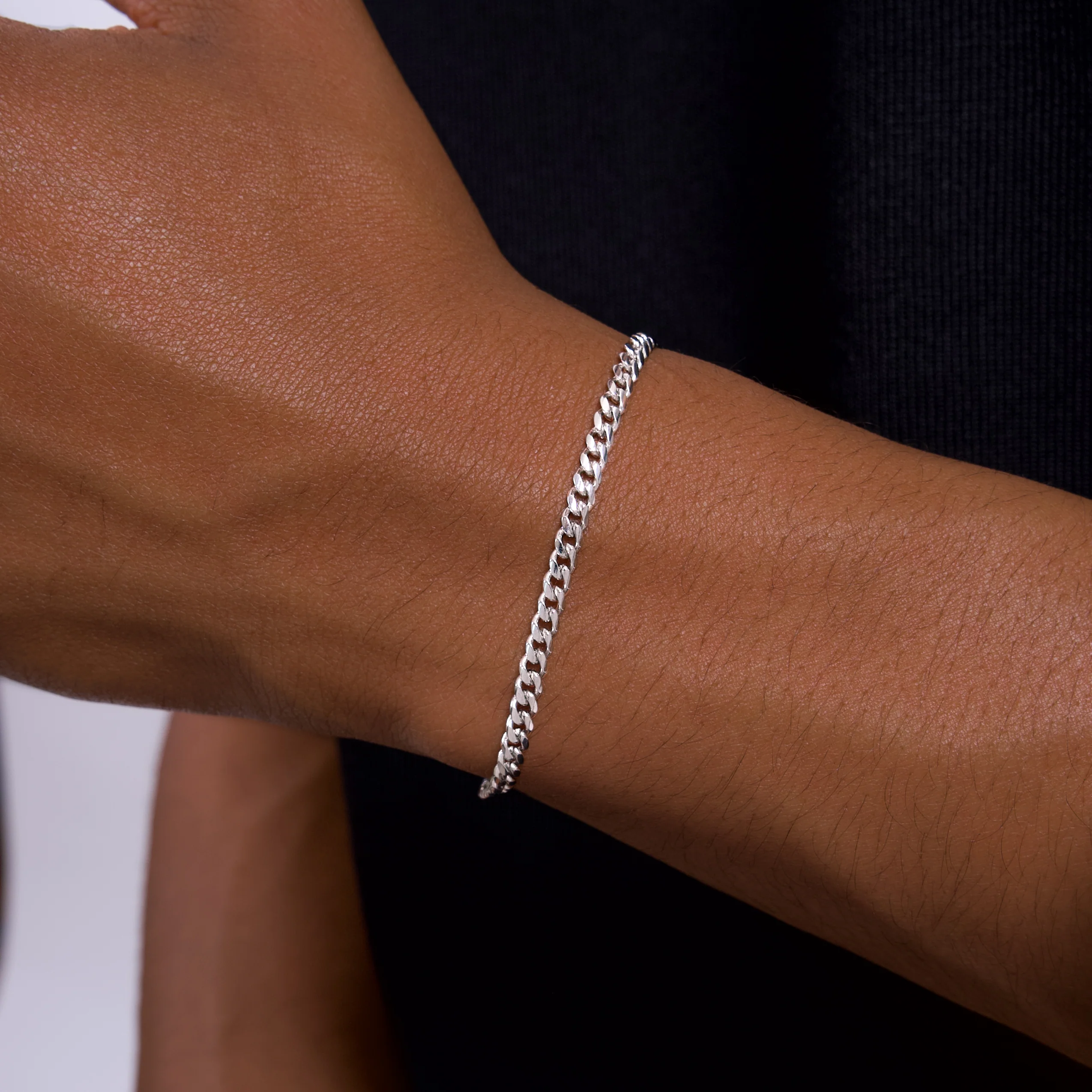 Bracelet Cuban link 3 mm argenté - Image 3