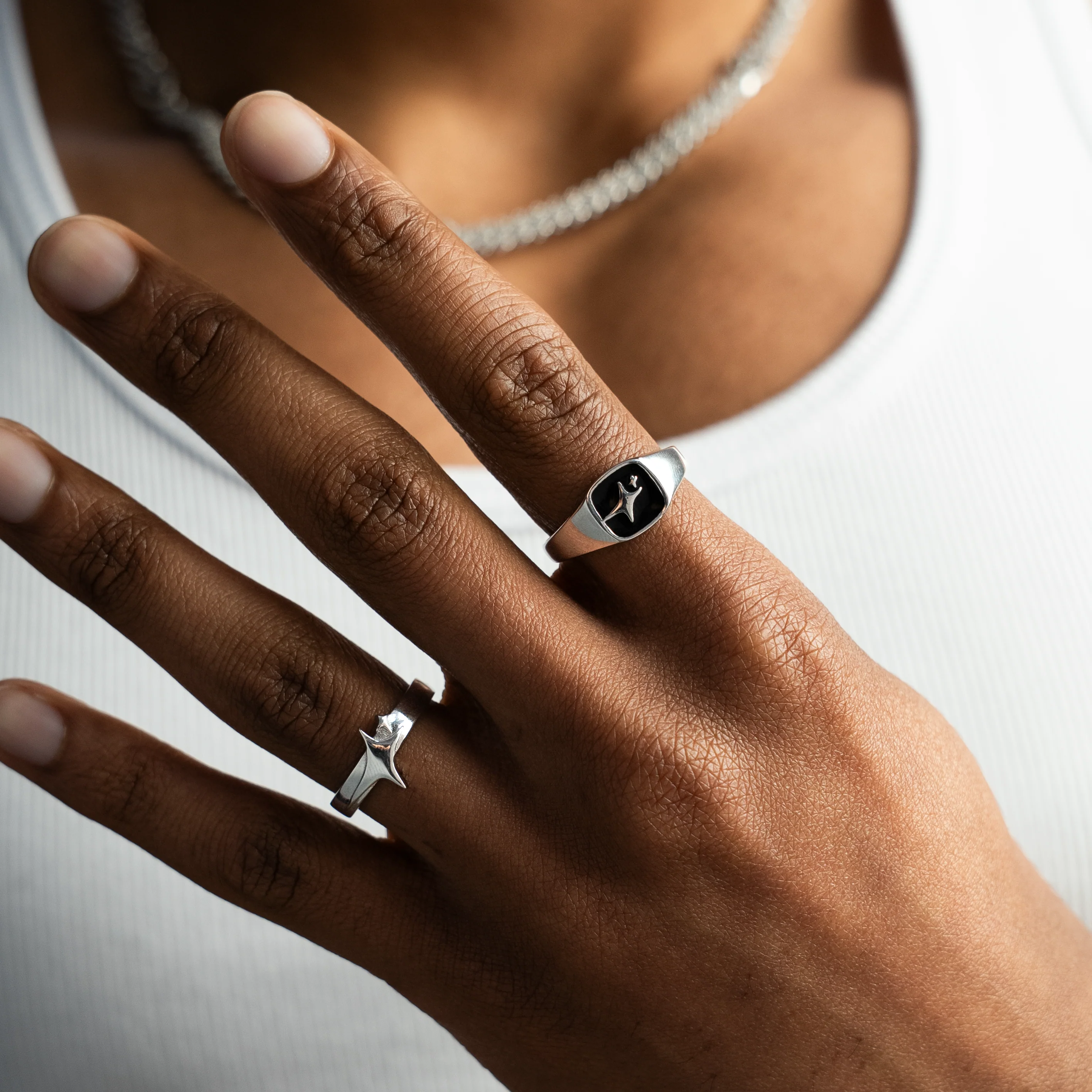 Signature Square signet ring argentée - Image 3